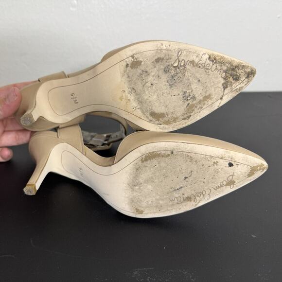 Sam Edelman "Okala" Nude Ankle-Strap Pointed Toe Heels, Size 5.5 - Picture 6 of 8